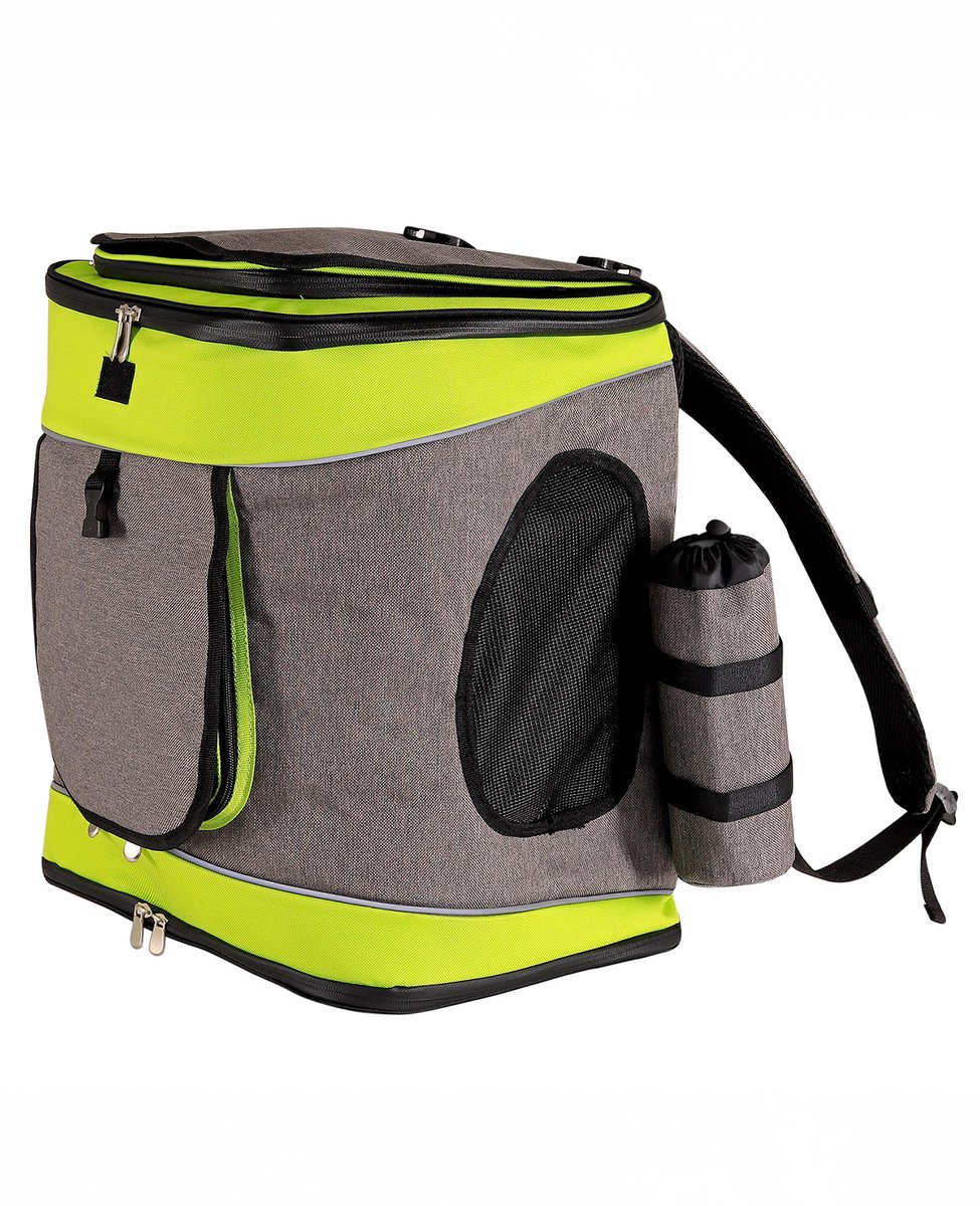 lionto Kattenrugzak, transport rugzak tot 14 kg grijs/groen