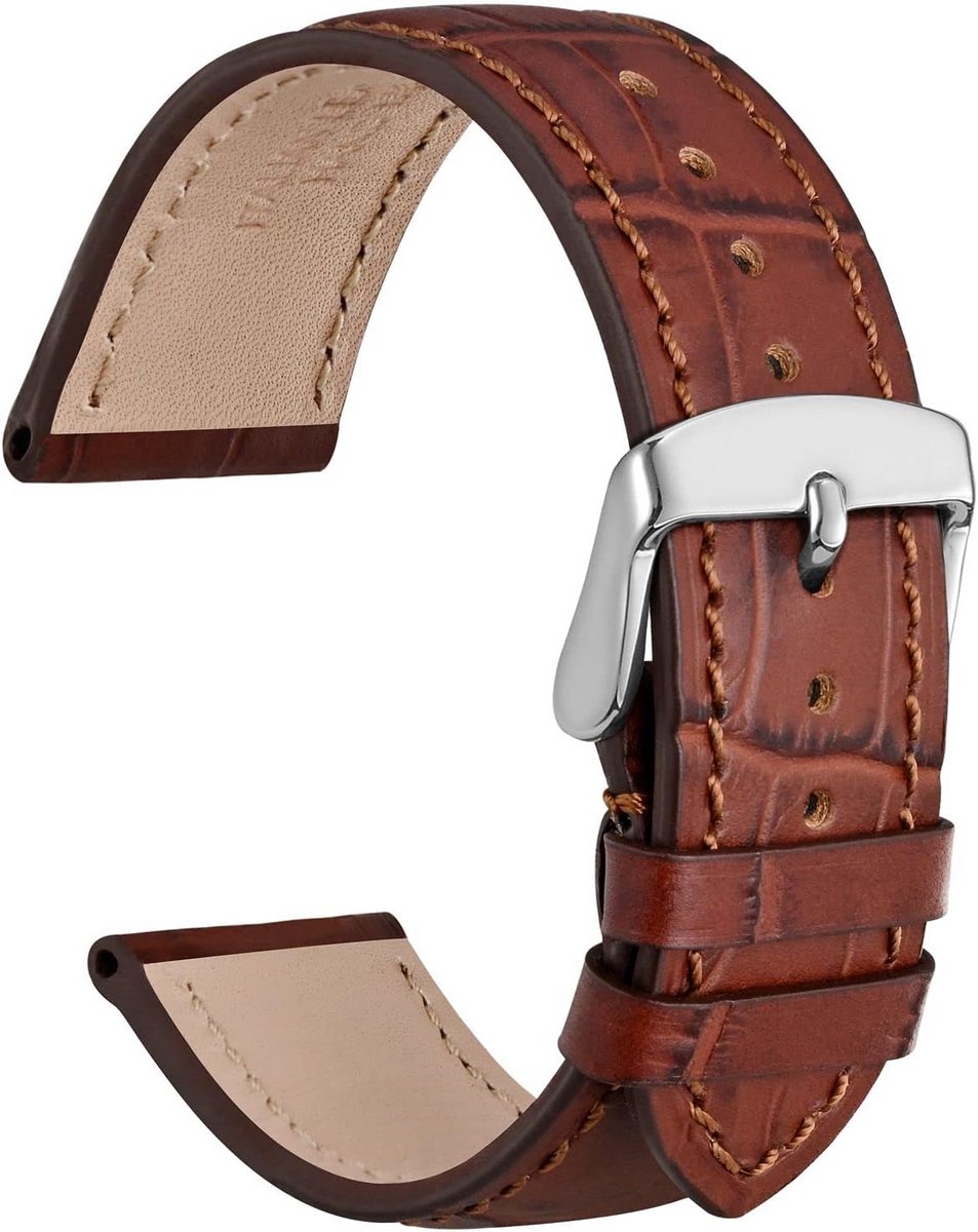 Luxe Alligator Reliëf Leren Horlogeband met RVS Gesp - Universele Vervanging (18-22mm)