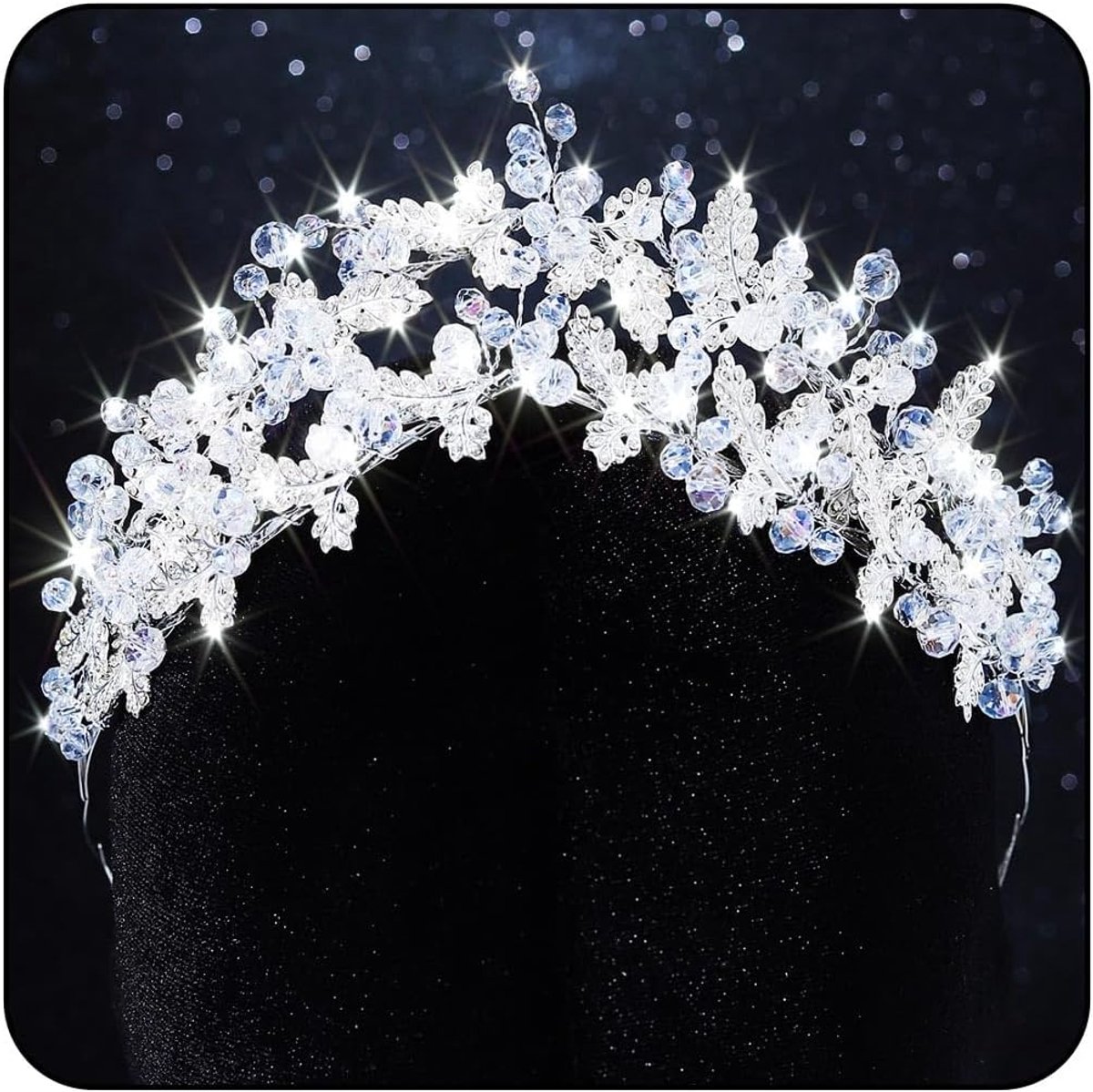 Bruidshaaraccessoire Zilveren Strass Diadeem Kostuum Hoofddeksel Blad