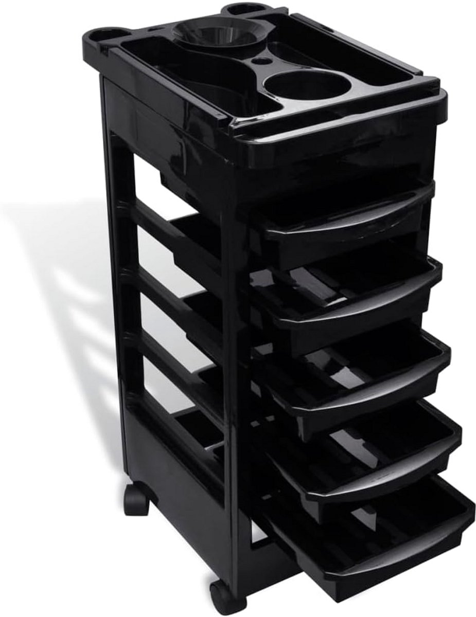Mobiele Barber Trolley met 5 Laden en Opbergvakken voor Salon en Thuiskapier