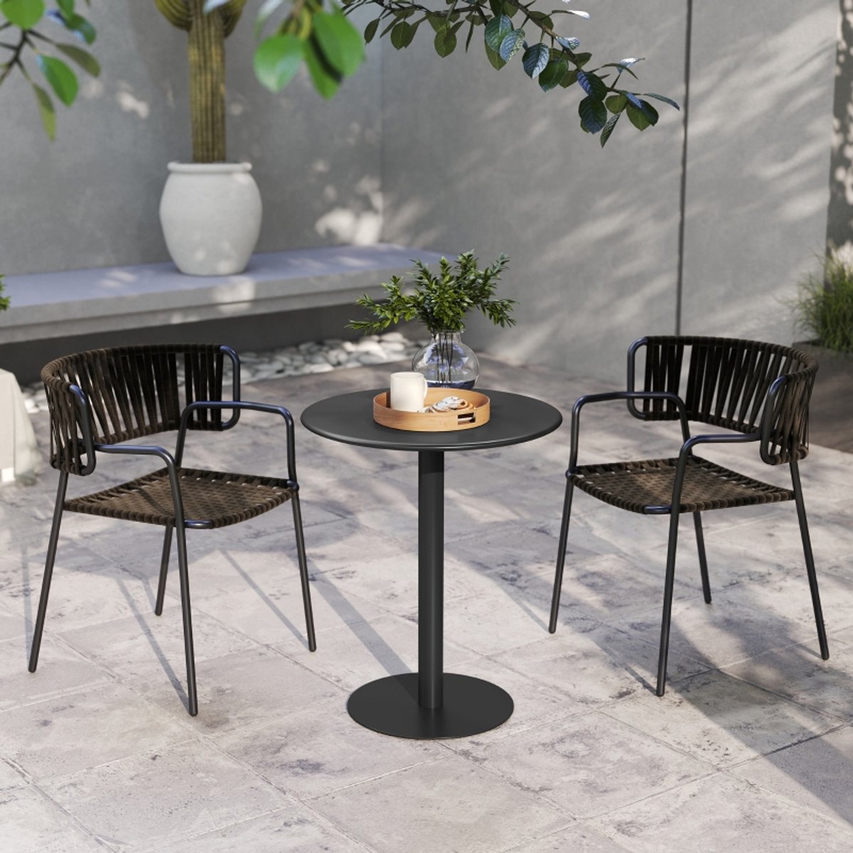 STILVORA Eettafel - Ronde Tafel Voor 2 Personen - Compact Voor Keuken En Balkon - Staal - Ø60 X 72 Cm - Zwart