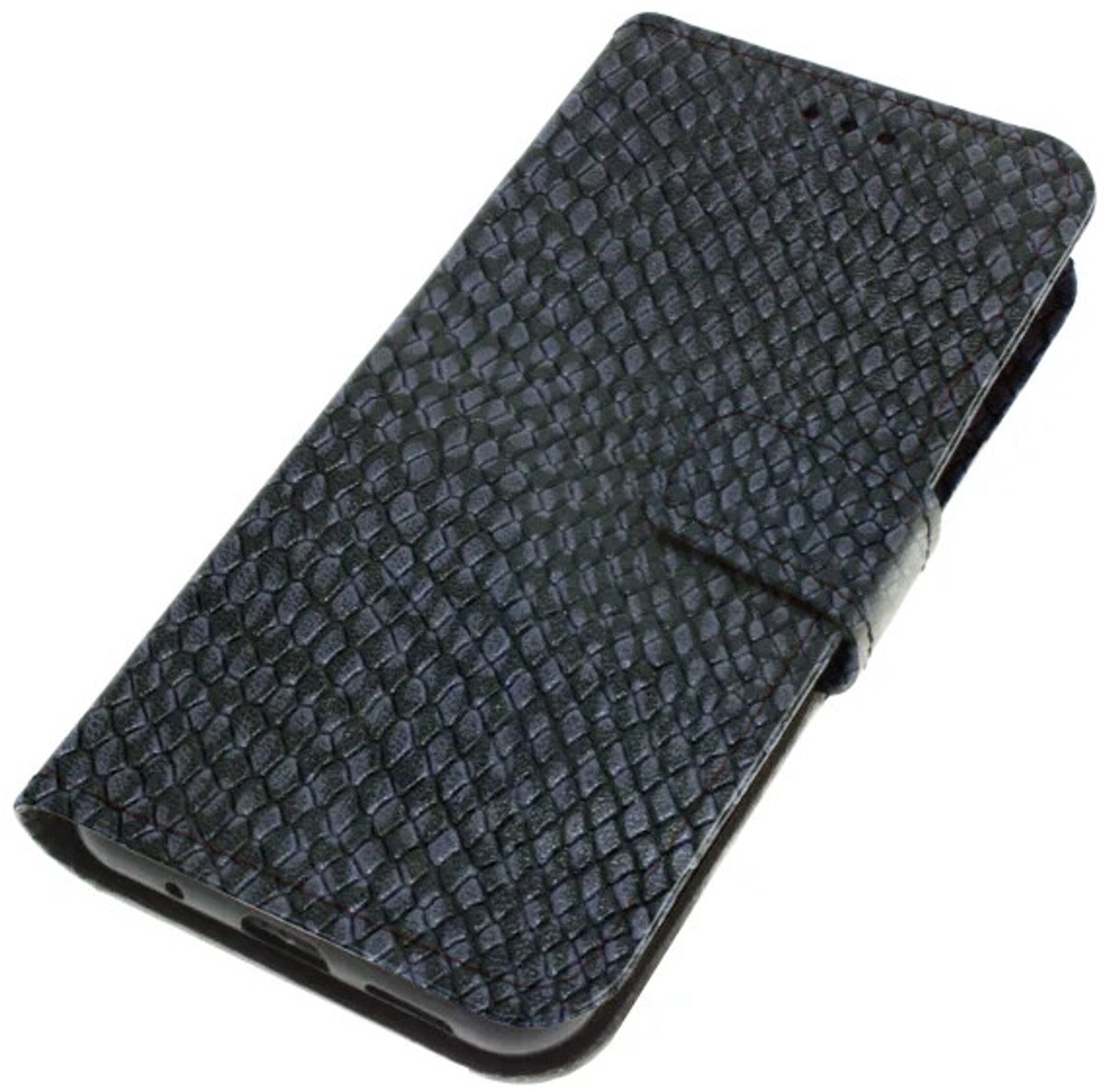 Echt leer hoesje geschikt voor Samsung Galaxy S24 Soepele geitenleer met schubbenstructuur blauw