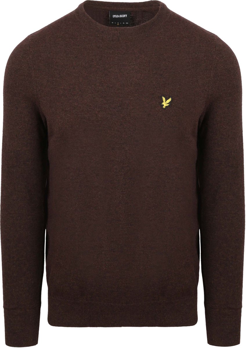 Lyle & Scott Pullover Lamswol Bruin - Maat M - Heren - Pullovers