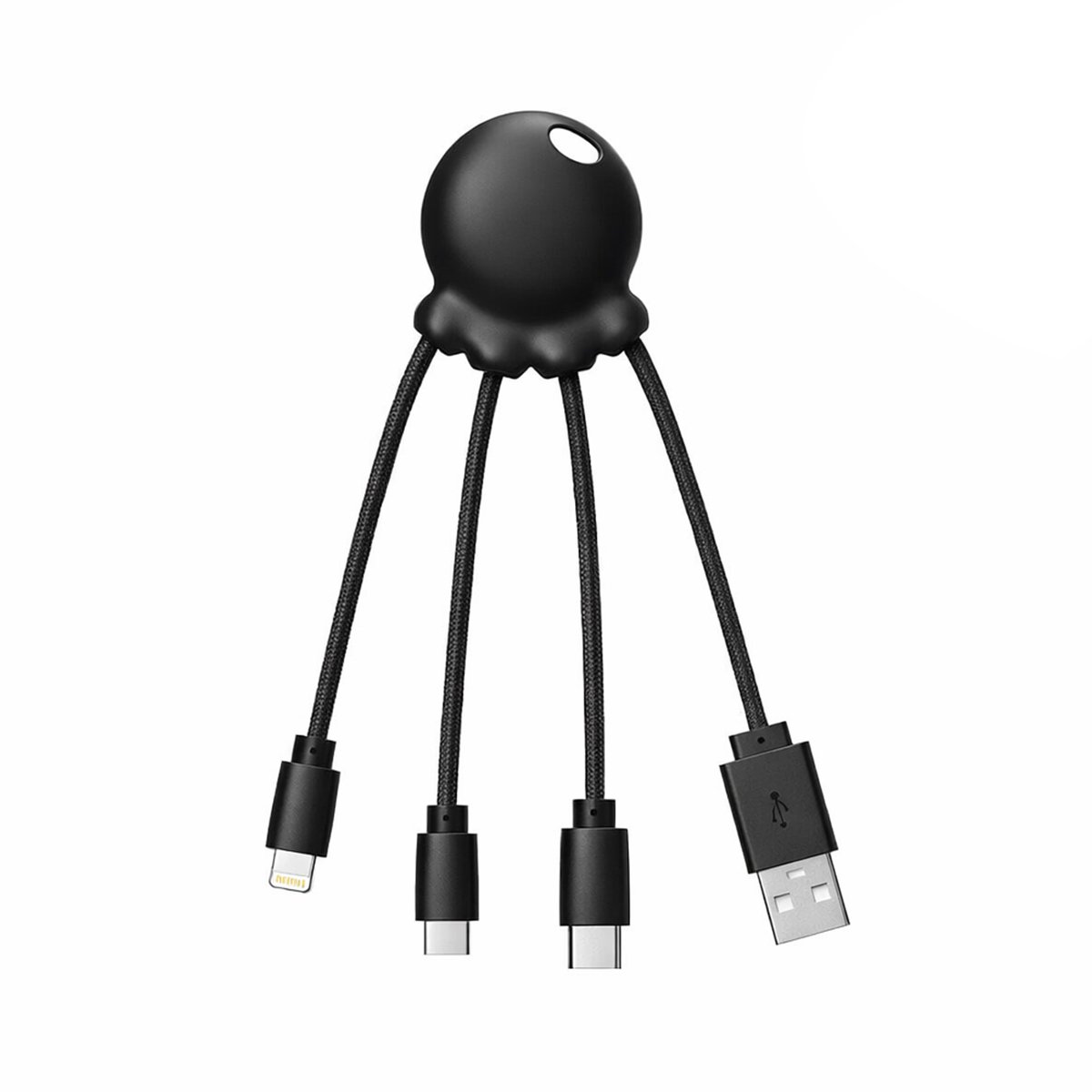 Xoopar - OCTOPUS Recycled - Multi kabel Zwart - USB - USB-C - micro-USB - multi-connector kabel
