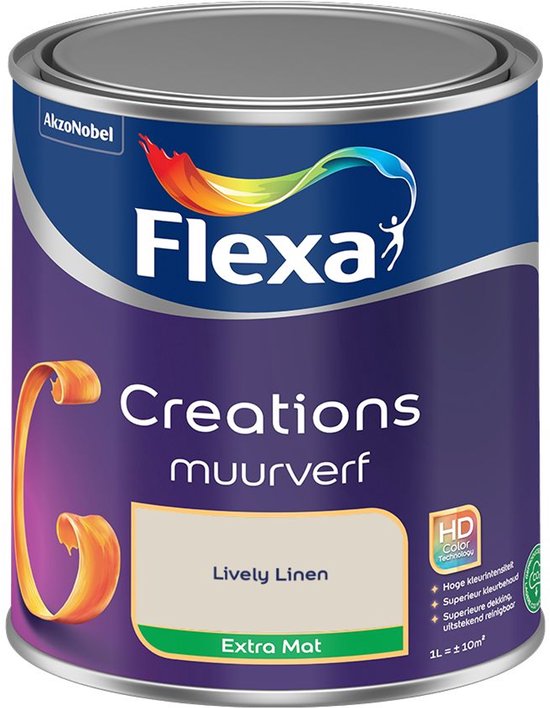 Flexa - Creations Muurverf Extra Mat - Lively Linen - Kleur van het jaar 2025 - Mengverf - 1 L