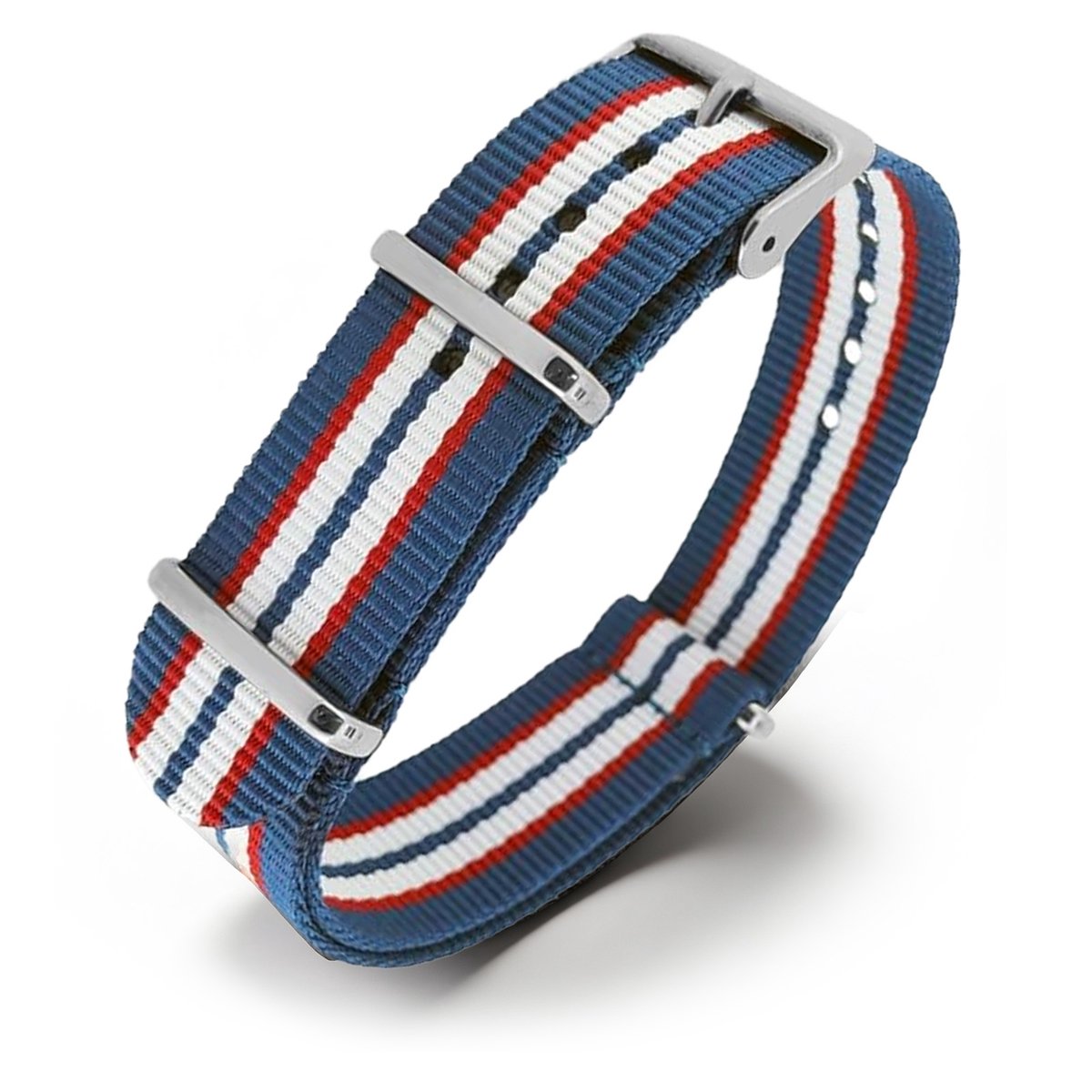 NATO Horlogeband G10 Military Nylon Strap - Blauw Rood Wit 18mm