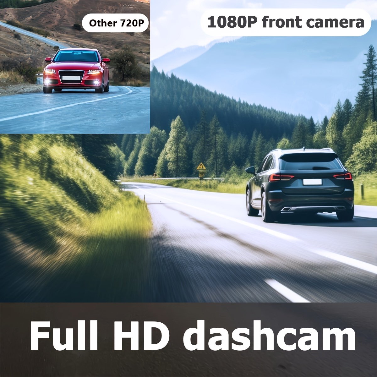 Dashcam voor in de auto met dubbele opnamefunctie voor en achter | Camera aan de voorzijde 1080P & ingebouwde camera 720P, 170° groothoek, nachtzicht, compacte dashcam, geschikt voor auto's, 24-uurs parkeerbewaking, – foto 3
