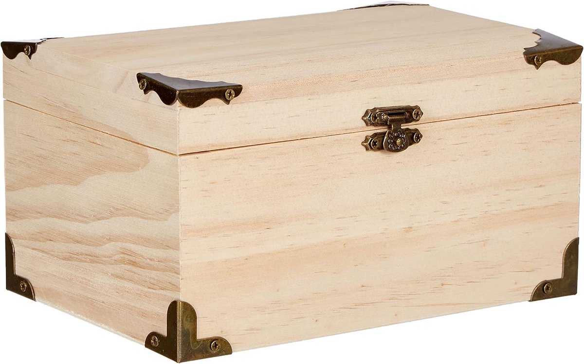Houten Schatkist Naturel 18x12.5x10 cm - Luxe Opbergkist