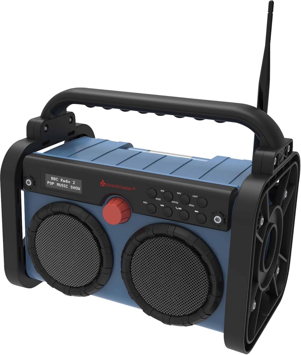 Robuuste Bouwplaatsradio met DAB+ Radio, FM, Bluetooth en Accu - Stof- en Spatwaterdicht