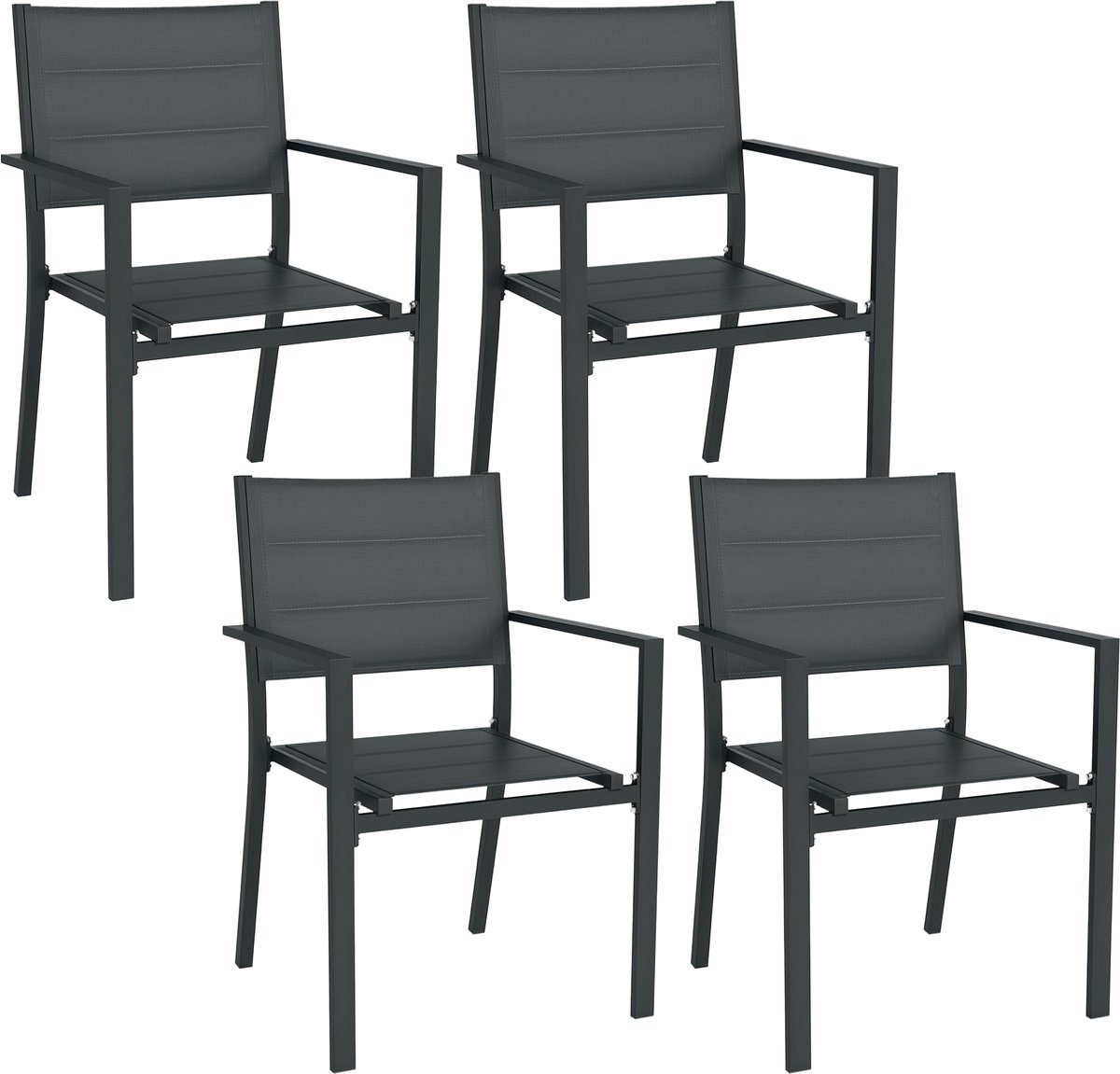 Outsunny tuinstoelenset - Aluminium - 56,5x57,5x87cm - Grijs