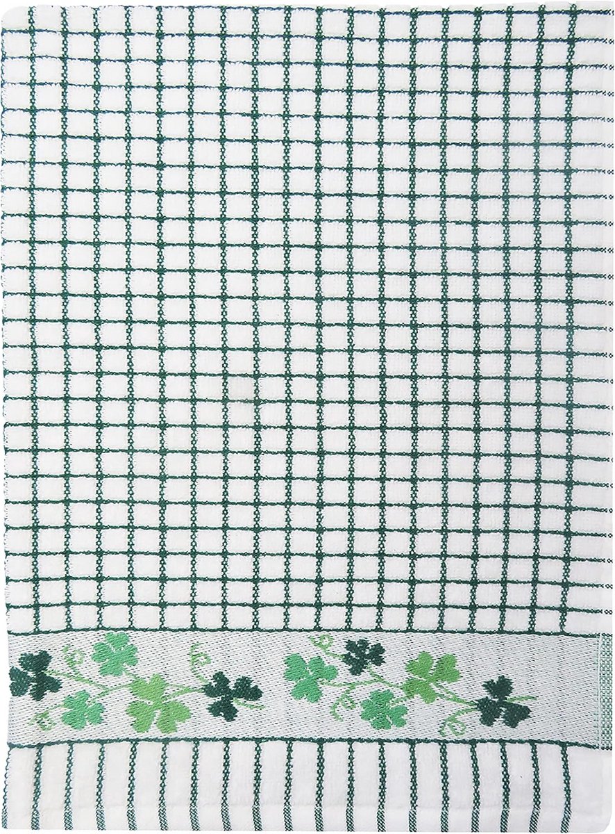 Ultra-Absorberende Jacquard Keukendoek Groene Klaver - 50x70 cm - 100% Katoen Terry
