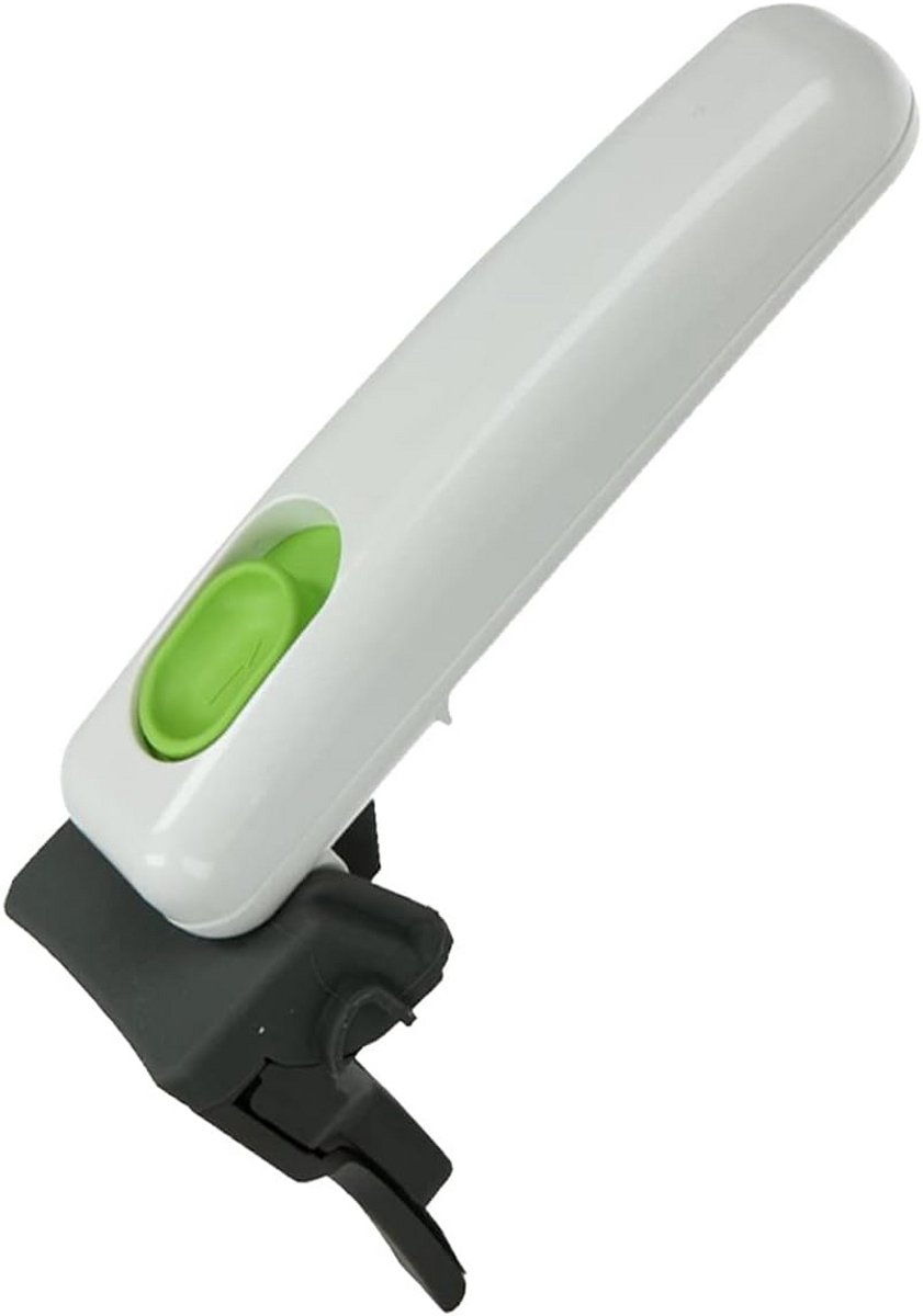 Witte handgreep met groene knop en schroeven voor frituurpan