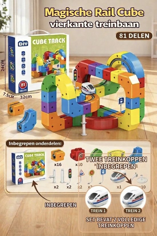 Train électrique 3D - 81 Pièces, Voiture Défiant La Gravité, Boucles, Recharge USB, Pour Enfant 4-6 Ans