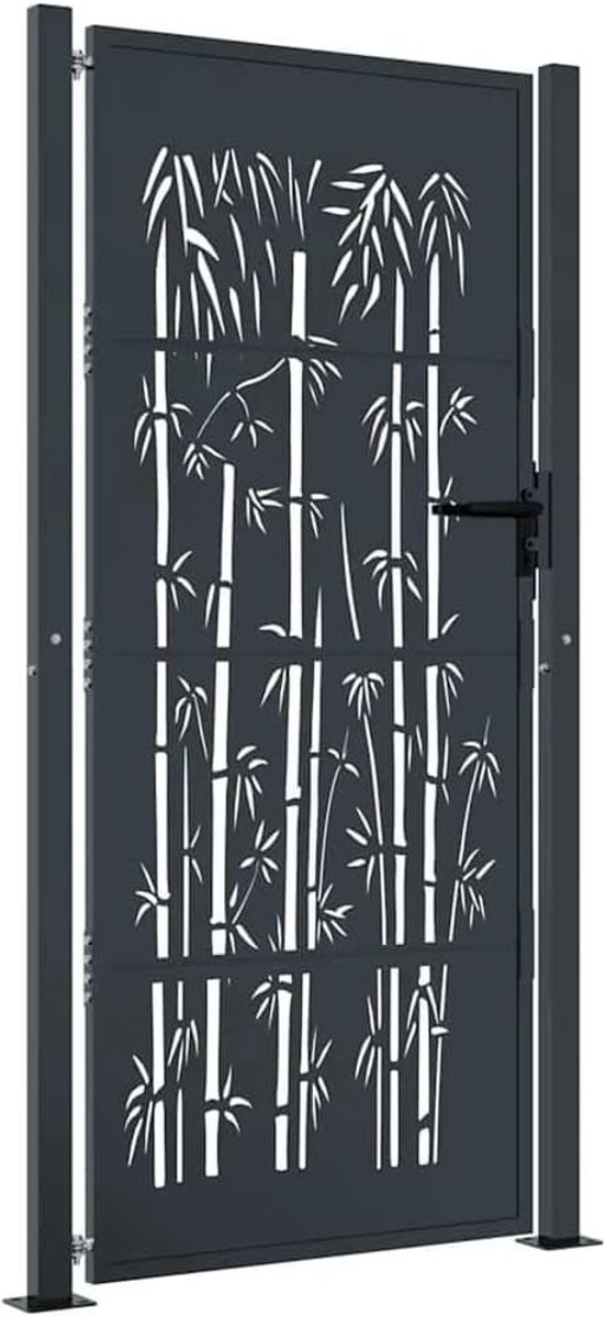 Tuindeur met bamboe-look en stalen frame 105x180 cm antraciet