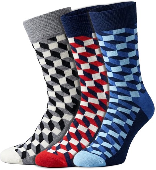 Voordeelbundel - 3 paar Happy Socks - Filled optics - Heren & Dames - Katoen