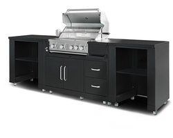 Oviala - 3-delige buitenkeuken met zwarte barbecue - Memphis