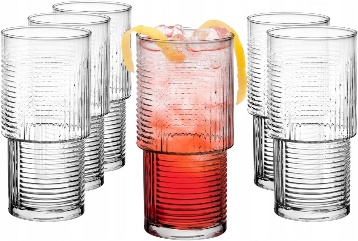 Glas Set Glas Drinkglazen Cocktail Glazen 6 Delig Vaatwasmachine Bestendig Transparant 400 Ml