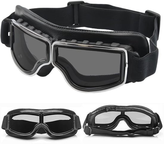 KARZO - Motorbrillen, Helmbrillen, Retro Pilotenbrillen, Motorcrossbrillen, Winddicht, Motorbrillen, Zonnebrillen, Vintage Motorbrillen voor ATV, Fiets, Motorcross