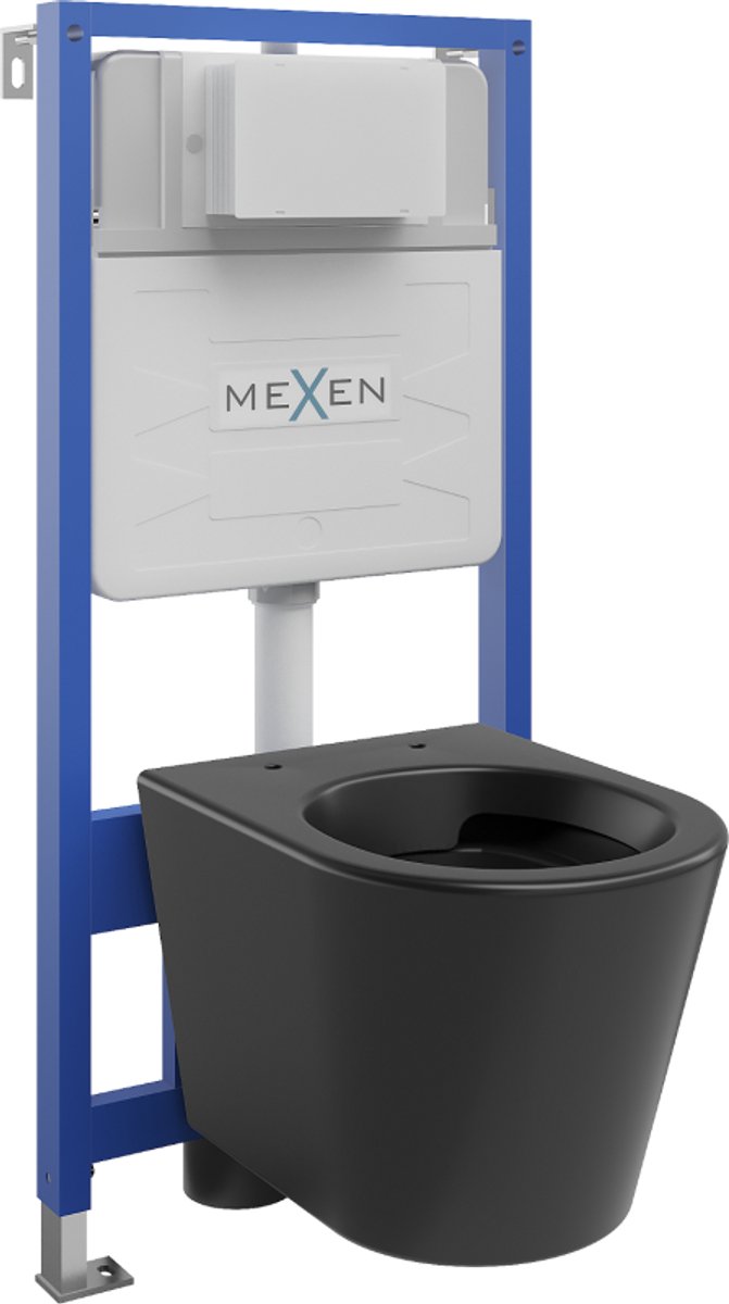 Mexen inbouwset WC frame Fenix Slim met WC pot Rico, zwarte mat - 6103372XX85