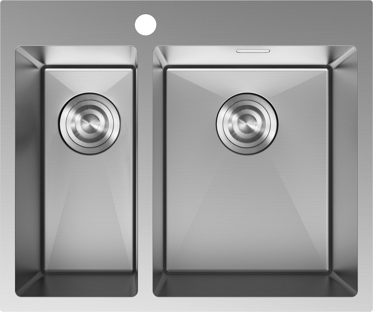 Mexen Flexo roestvrijstalen spoelbak 1,5-kamer 610 x 510 , inox - 6446611500-01