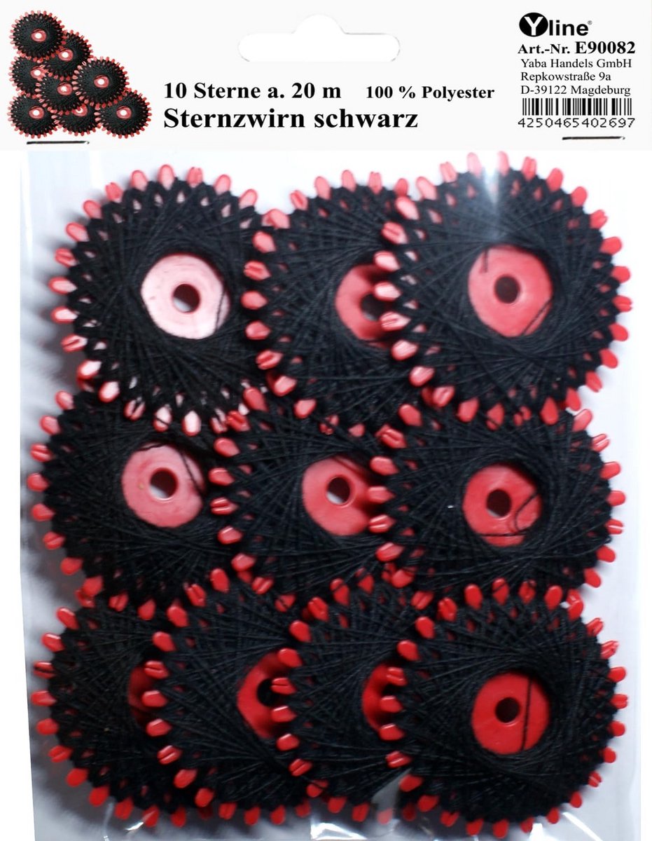 Set van 10 Twijndraad Polyester Touwen - 20 Meter Zwart