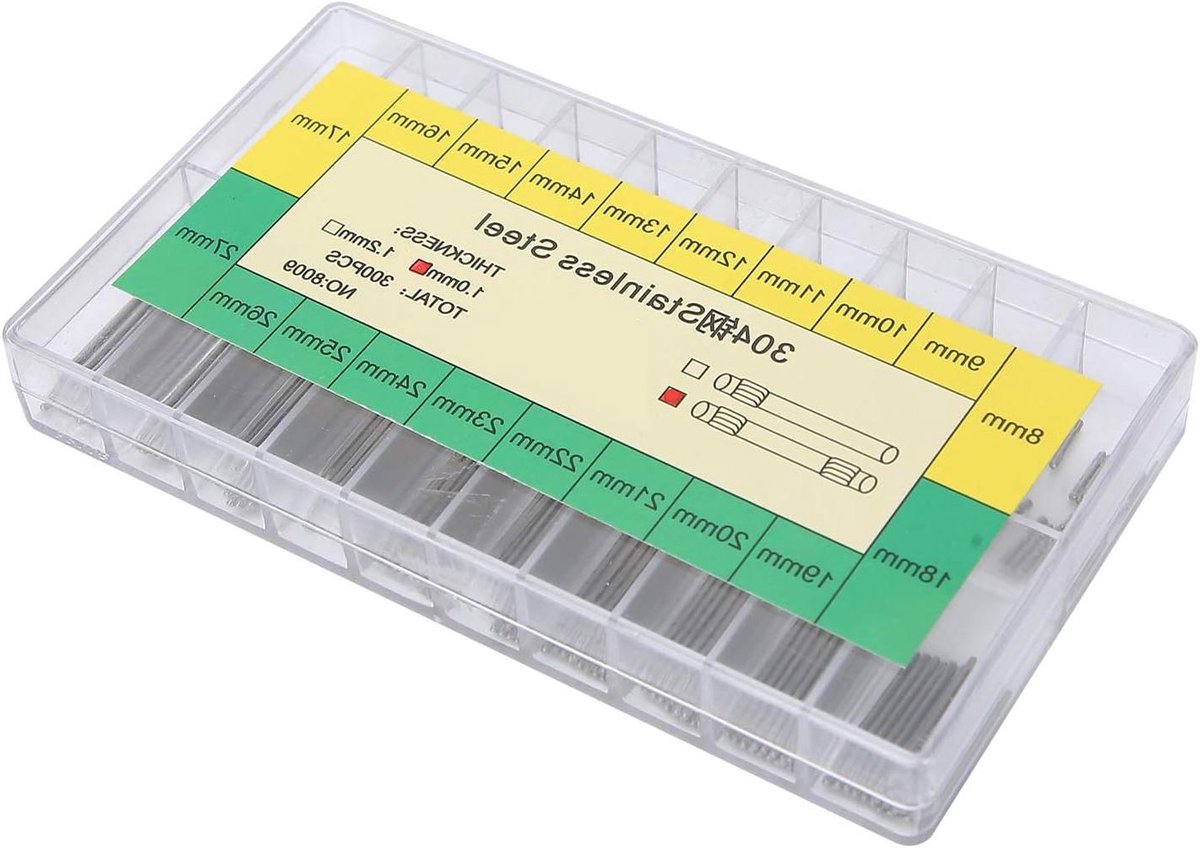 Allecto - Horloge Pin - Friction Polsspeld - Accessoires - 1,0 Mm Dikte - Klok Reparatie - 8-27Mm Pin Ba - Pin - Geschikt voor - Reparatie - Zilver - Horlogeaccessoires.