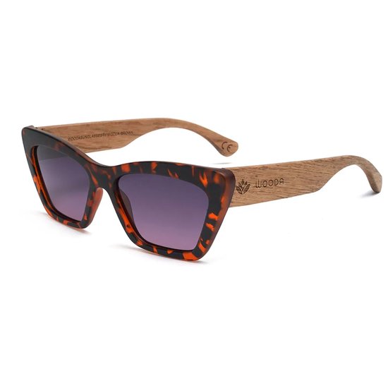 Wooda® Zonnebril Cateye - Bruin gevlamd montuur - Gepolariseerd - Wooda Frígola Brown Gris A Rosa van Merkloos — afbeelding 2