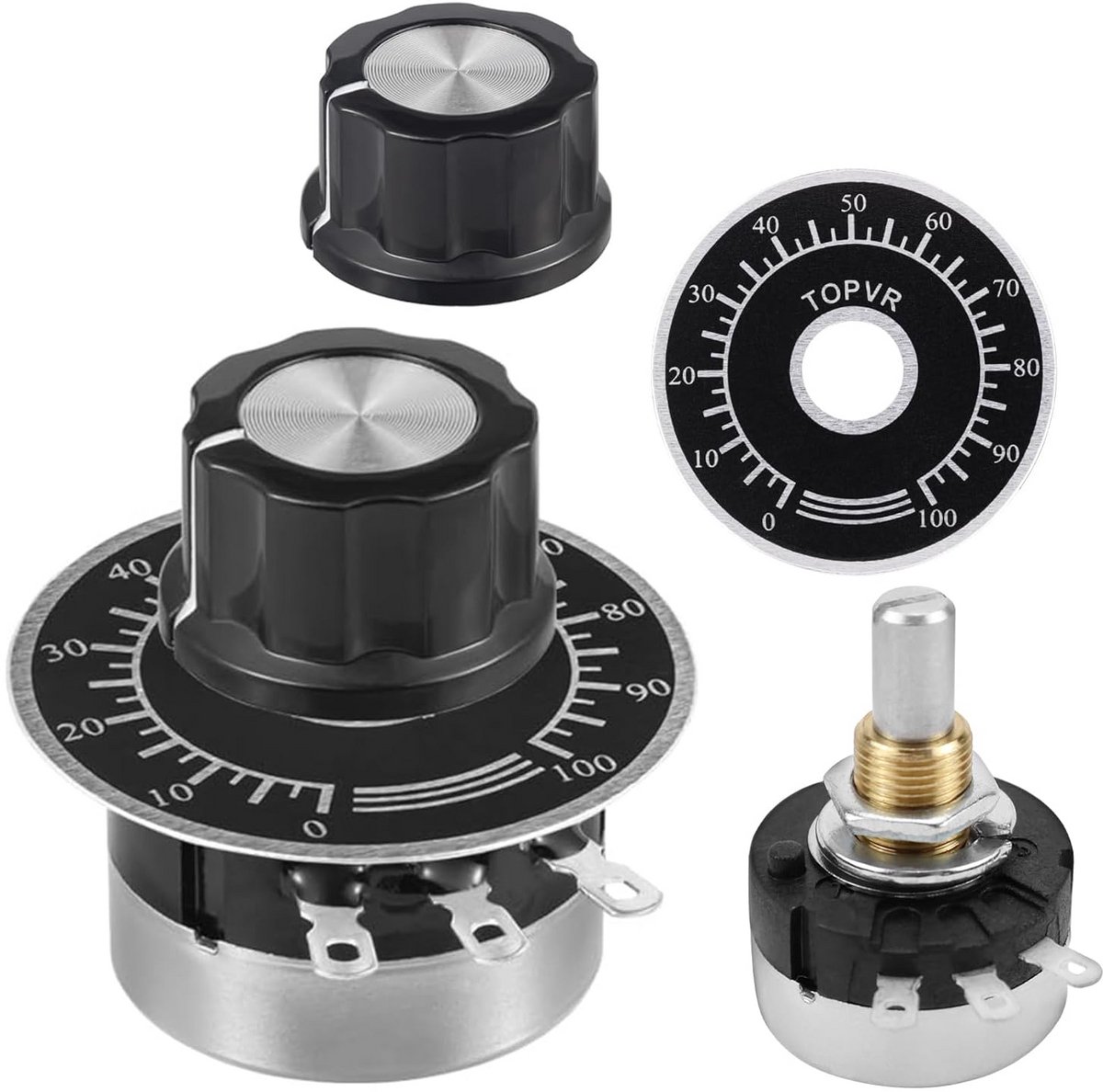 Set van 2 Draaipotentiometers 10K Ohm met Knoppen voor Spanningsregeling