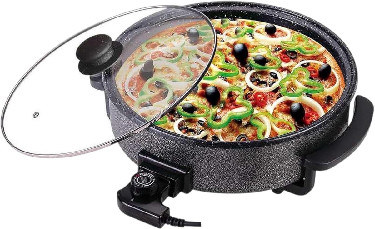 Elektrische Braadpan - Grote Koekenpan - Veelzijdig Koken - Antiaanbaklaag - 42 cm Diameter - Zwart