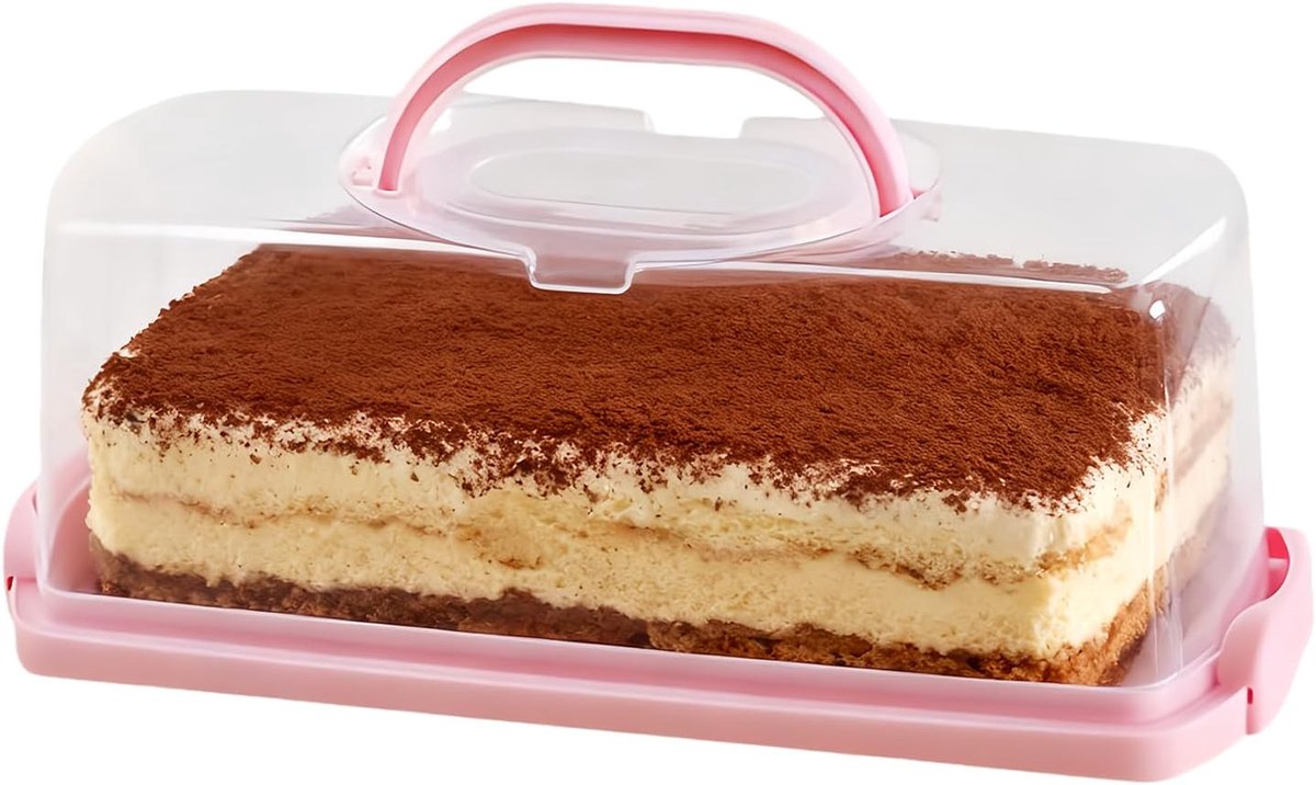 Brood Bewaar Doos - Opslag Taart - Aanrecht Bakkerij - Draagbaar Handvat - 39x17x15 cm - Roze