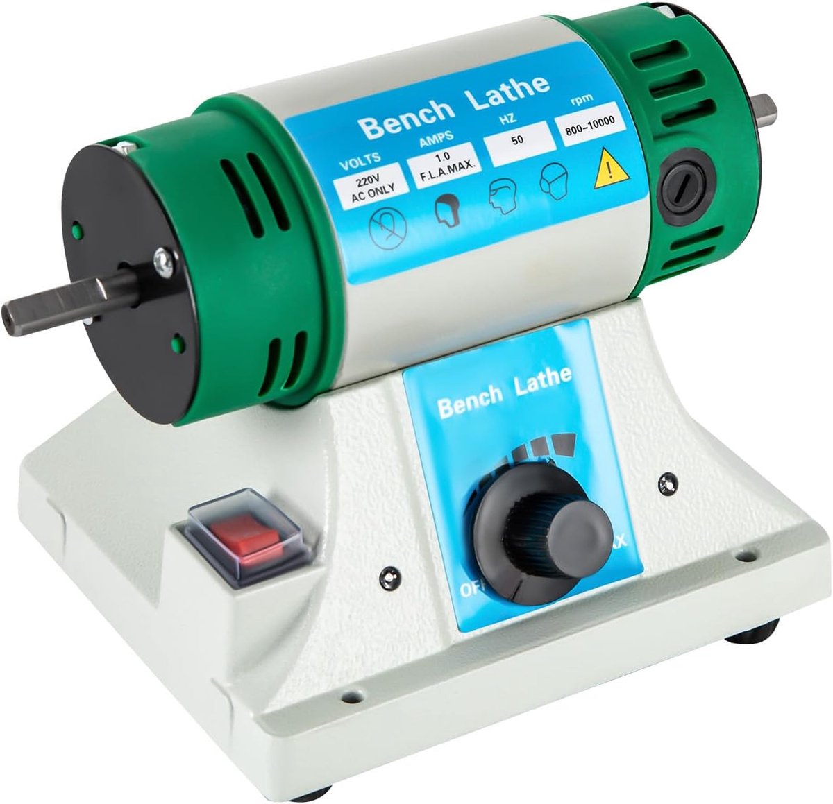 Polijstmachine Bank - Slijpmachine Tafelmodel - Metaal en Hout - Variabele Snelheid 10.000 RPM - 320 Watt Vermogen - Wit Groen