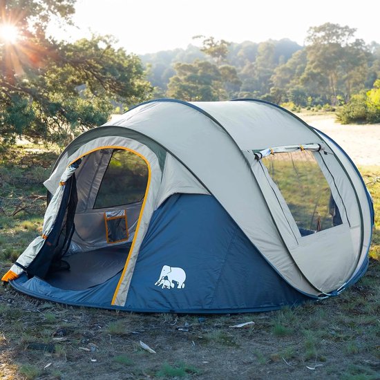 Pop-up Tent - Snel Opzetbaar - Kamperen Outdoor - Opbouw in 1 Seconde - 4 Personen 280cm - Zandkleurig — afbeelding 3