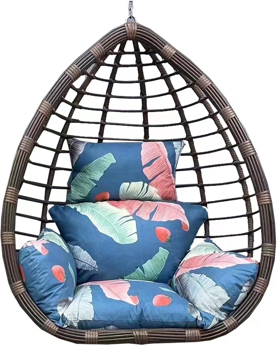 Hangstoel Kussen - Mandstoel Kussen - Buiten Ontspannen - Met Hoofdsteun - 53x38 Centimeter - Bloemenpatroon