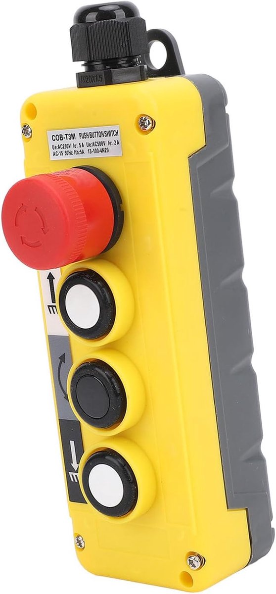 Kraanknop Schakelaar - Noodstop Drukknop - Industriële Automatisering - IP68 Waterdicht - 18x9x7 cm