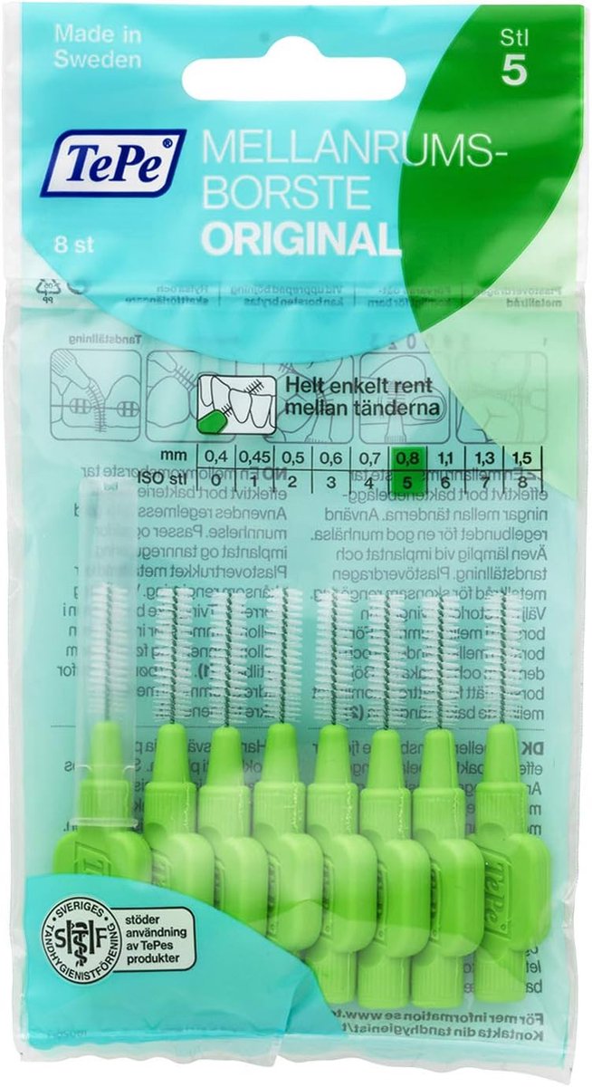 Interdentale Borstels - Tandenstokers - Mondhygiëne - Dunne Borsteldiameter - 0.80 mm - Groen