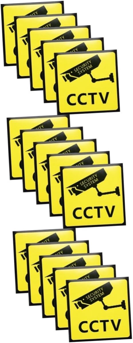 Beveiligingsstickers - Waarschuwingsborden Alarm - Pand Bewaken - Sterke Hechting - 9.8x9.8cm - Geel