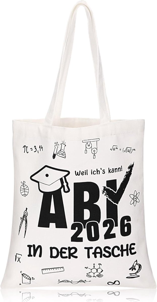 Afstudeertas Canvas - Cadeau Tas - Feestelijke Herinnering - Bedrukking 2026 - 34 x 40 cm - Wit