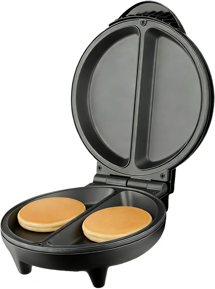 Pannenkoekenpan Ontbijt - Omelet Koekenpan - Gezinsmaaltijden Bereiden - Dubbel Compartiment - 25x20x18 cm - Zwart