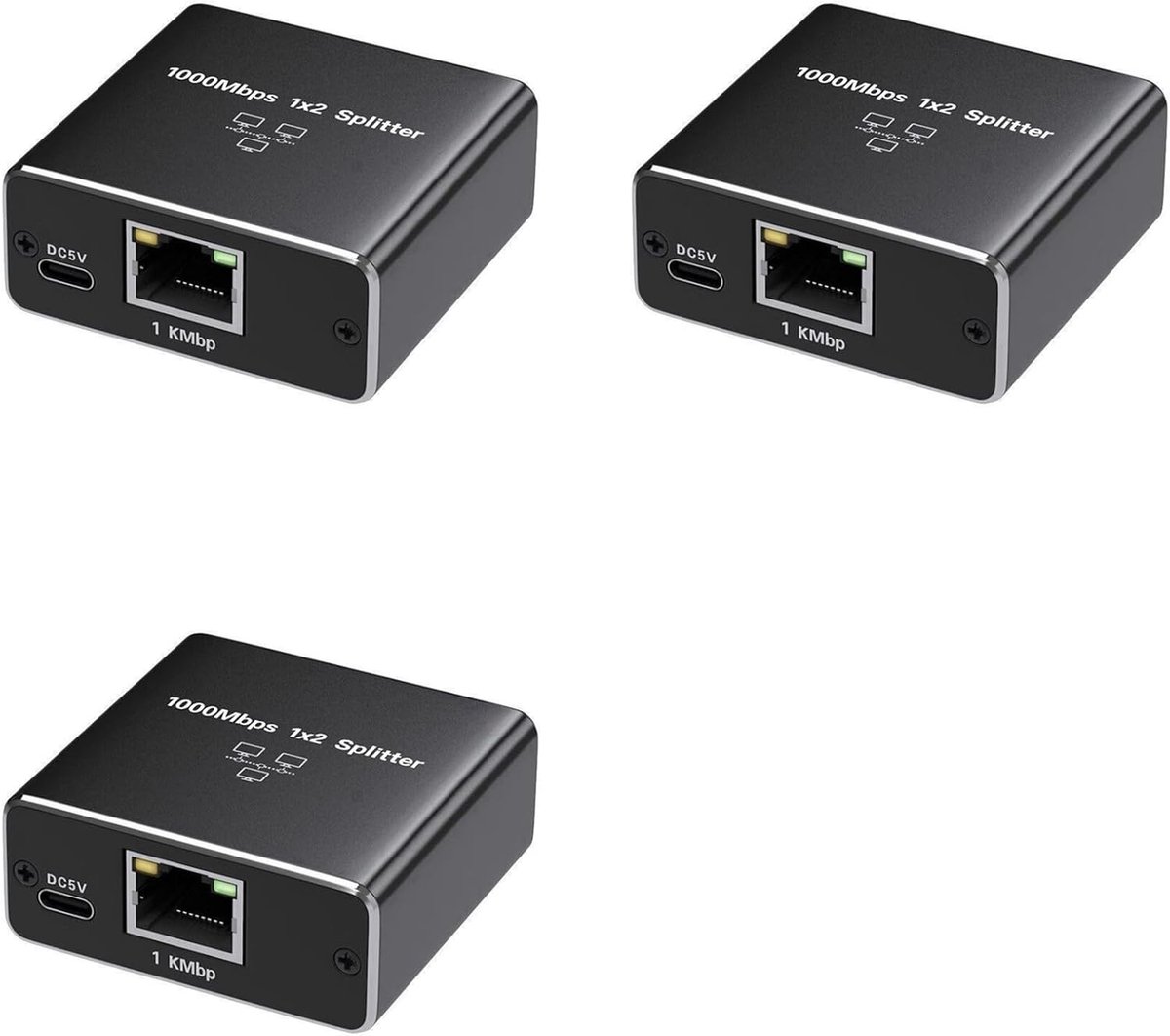 Ethernet Splitter - Netwerk Connector - Internet Delen - 3 Poorten Gigabit - 1000Mbps Snelheid - Zwart