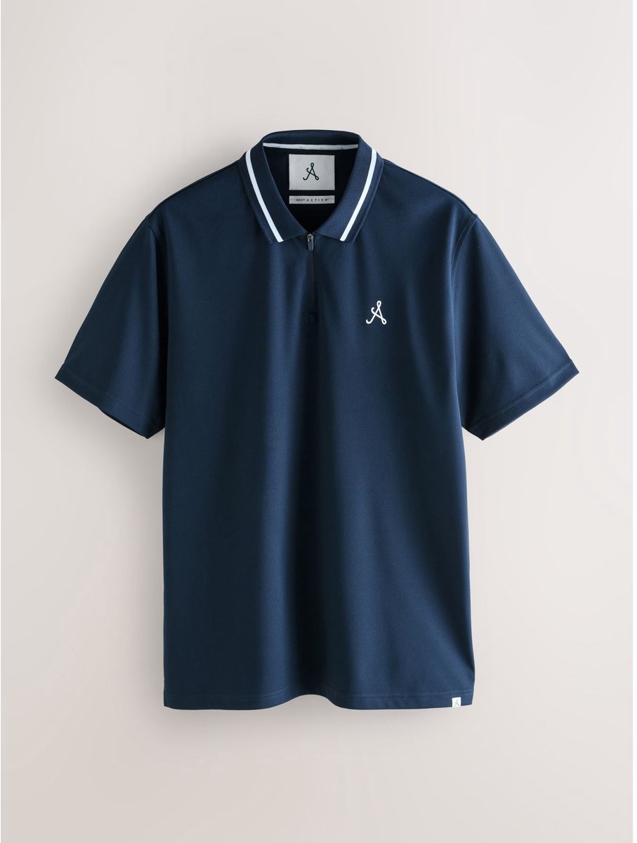 Next - Heren - Active Golf poloshirt met rand - Blauw