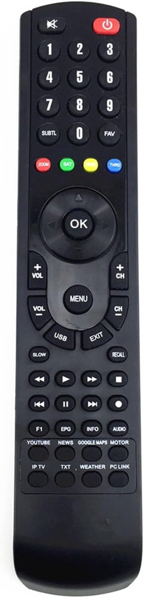 TV Afstandsbediening - Mediabesturing Controle - Smart TV Bediening - Directe Koppeling - 22.3 cm Lengte - Zwart
