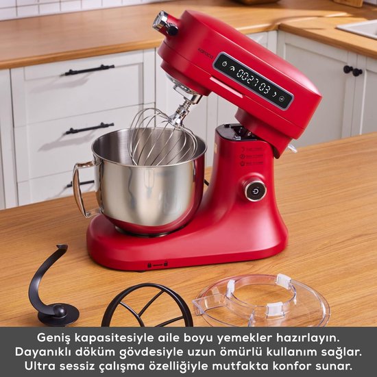 Keukenmachine - Standmixer - Bakken en Koken - Timer Functie - 5 Liter Kom - Rood — afbeelding 5