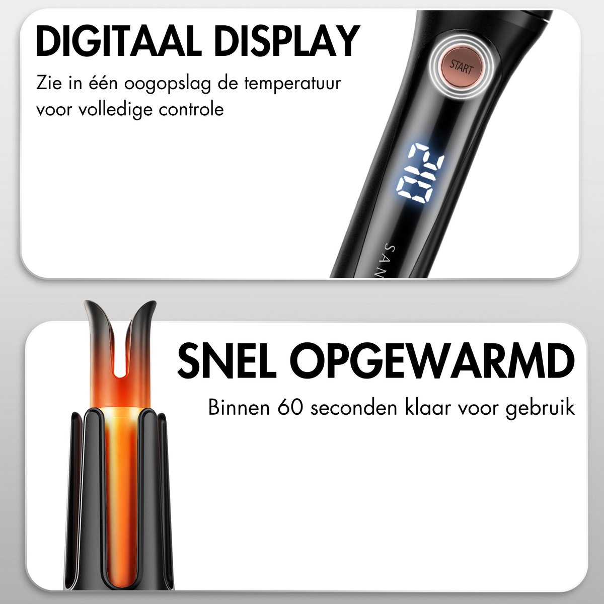 Sansbeauté Automatische Krultang - Keramische Haarkruller - Haarkrultang - Hair Curler - Haarstyler - Wavy Hair - Curling Iron - Krulborstel Roterend - Golvenkrultang - Wave Krultang thumbnail 4