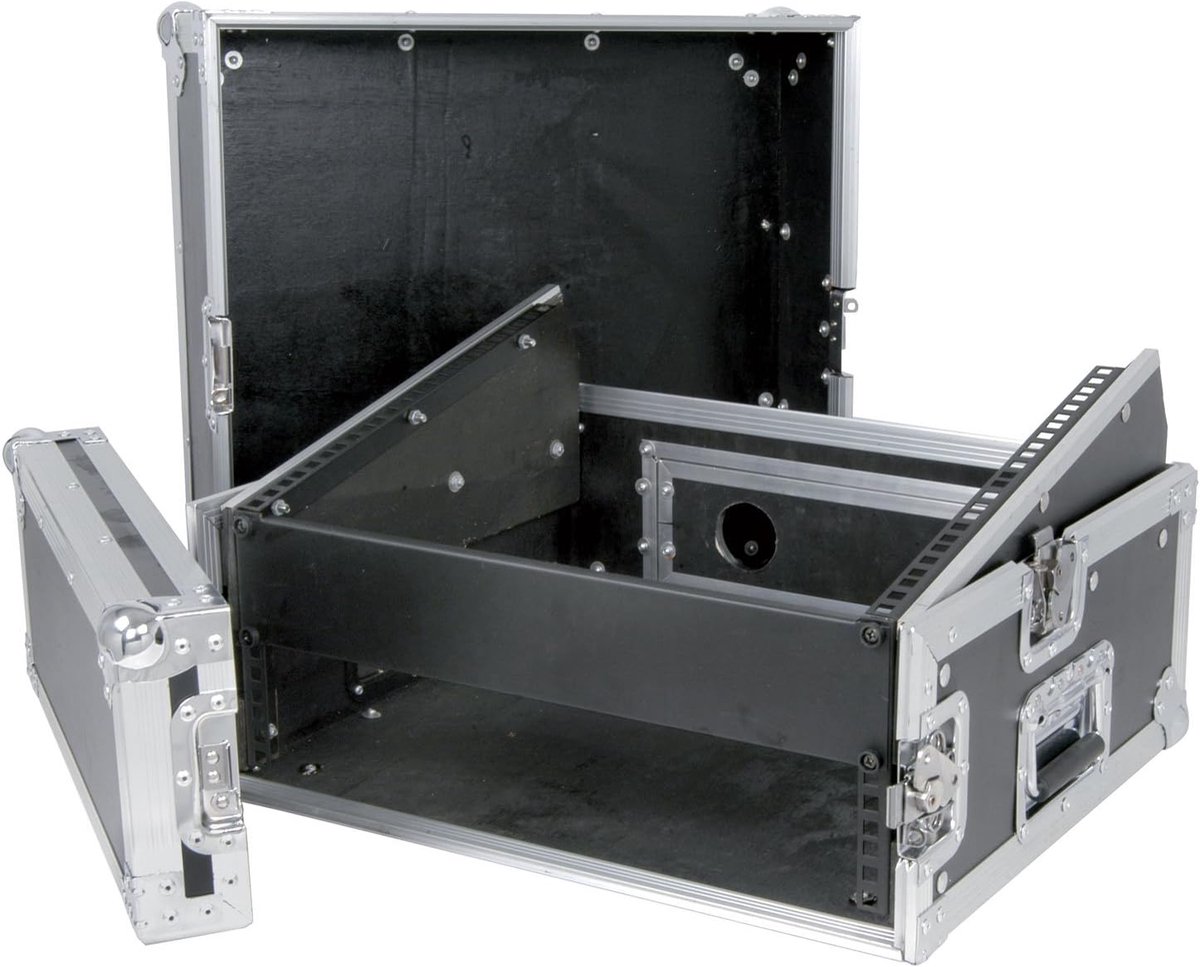 DJ Flight Case - Mixer Rack - Apparatuur Vervoeren - Verstevigd Multiplex - 19 Inch - Zilver