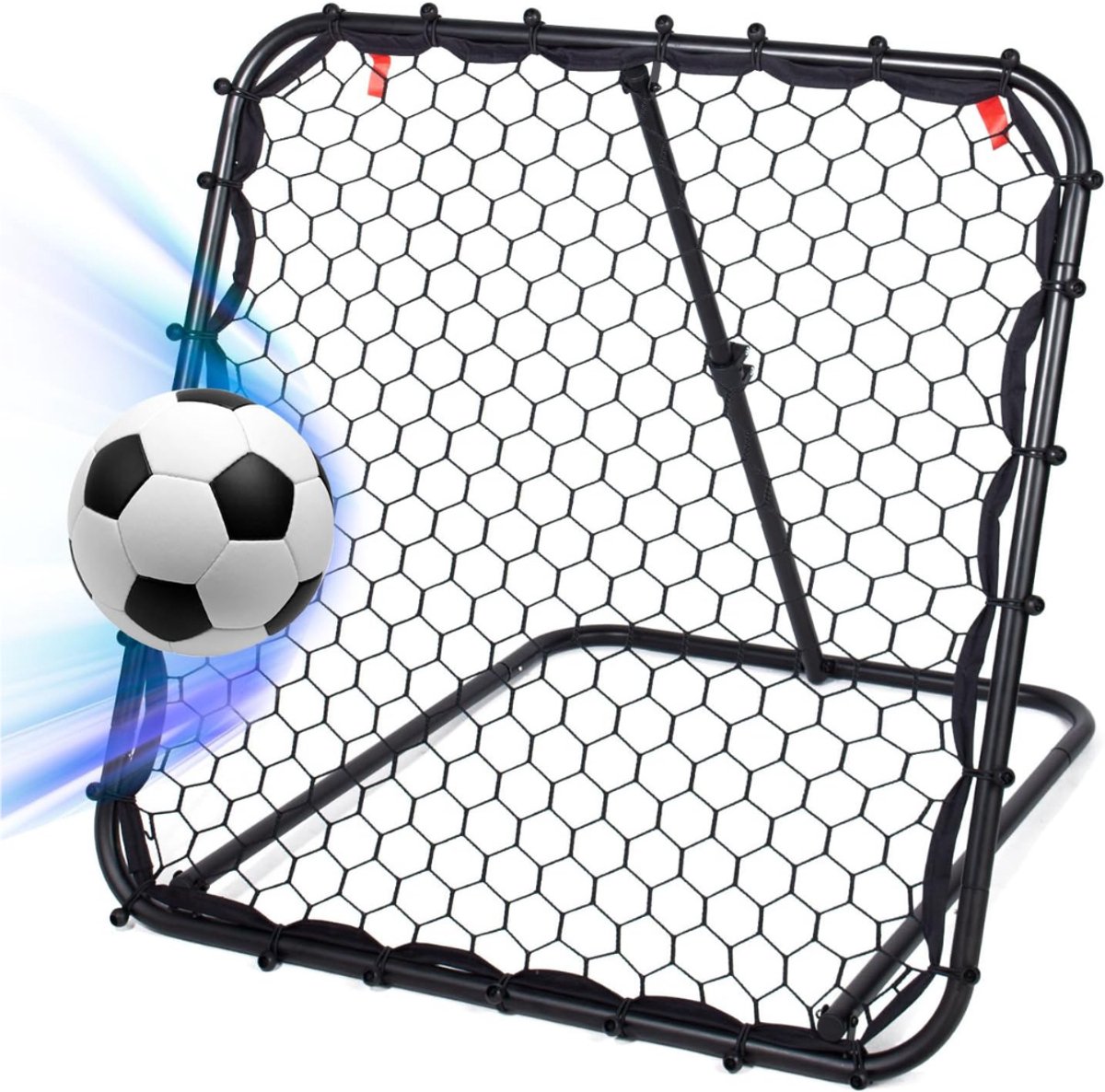 SVN® Verstelbare Voetbal Rebounder 84 x 84 cm – Opvouwbaar en Geschikt voor Kinderen en Tieners - Zwart - 84cm x 84cm x 84cm ;5,3 kg