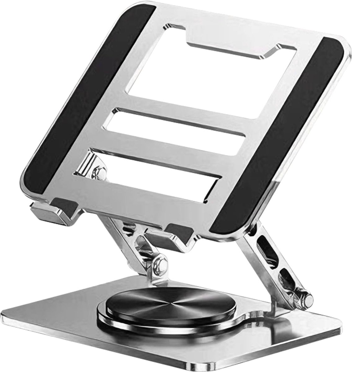 Laptop Stand - Tablet Houder - Ergonomisch Werken - 360 Graden Draaibaar - 24x22cm - Zwart