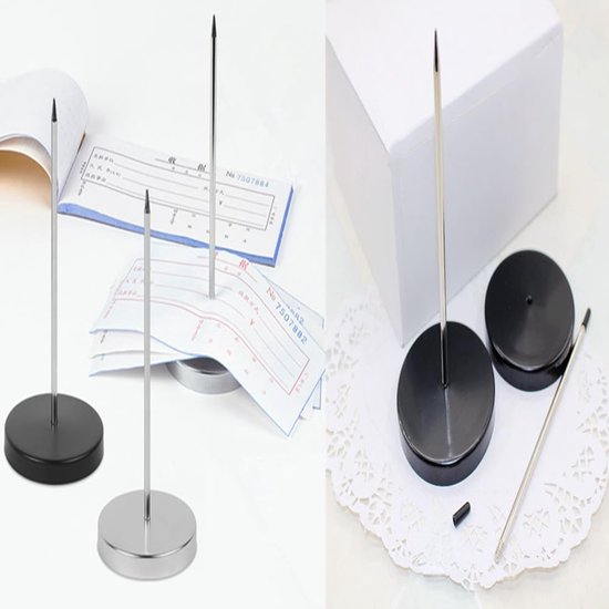 Kwitantiehouders 4 Stuks - Papieren Puntenhouder - Bestellingen Sorteren - Stabiele Ronde Basis - 14 cm Lengte - Zwart — afbeelding 2