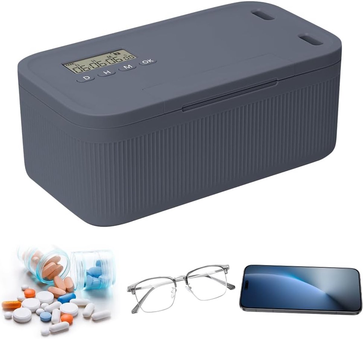 Tijdslot Box - Veilige Opberger - Gezondheidsmanagement - Verstelbare Timer - 24x10x13 cm