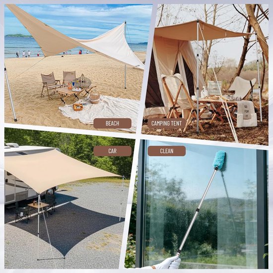 Tent Stokken - Verstelbare Stokken - Kampeer Luifel - Sterk Aluminium - 95-230 cm - Zilverkleurig — afbeelding 2