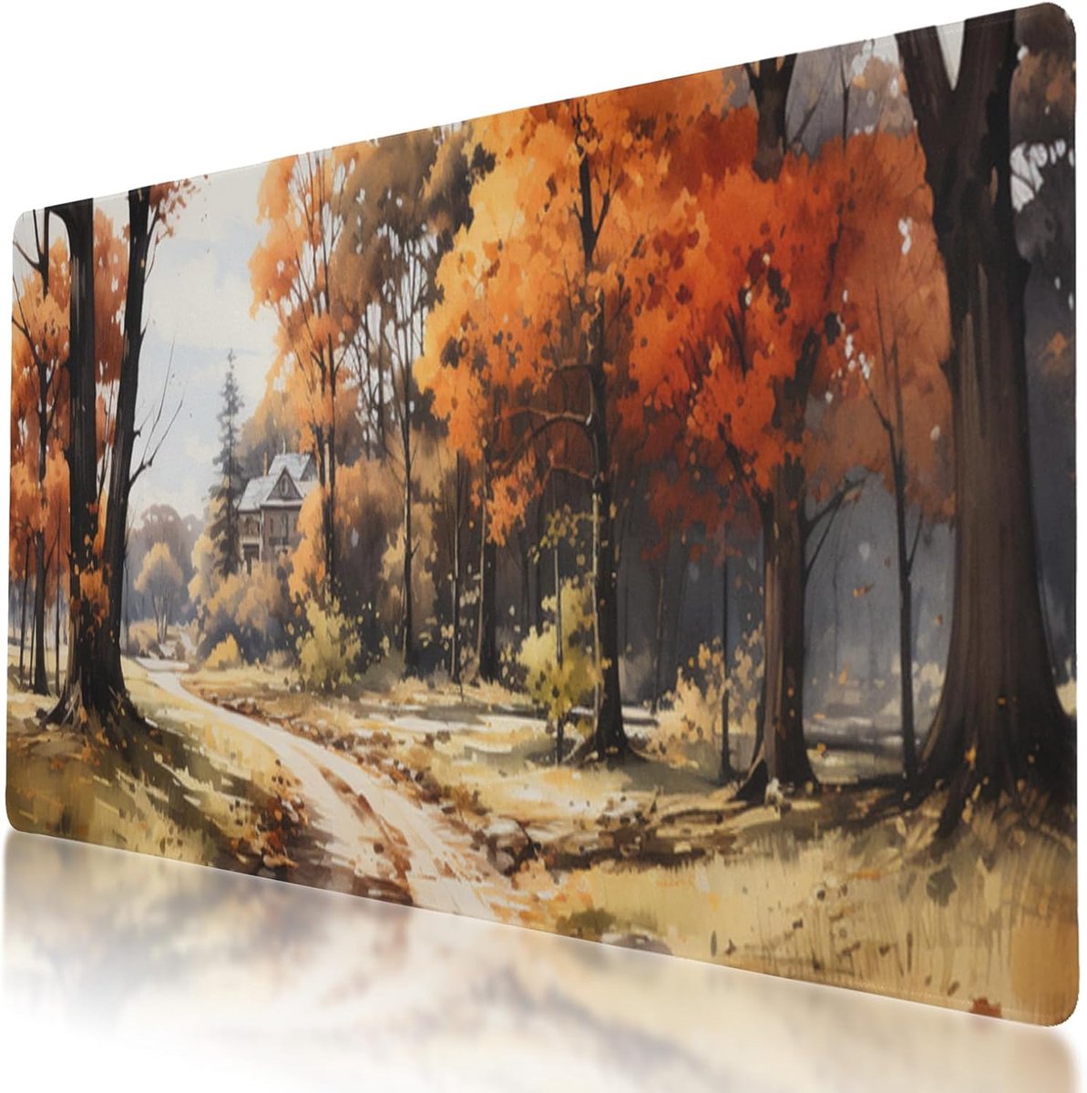 Duurzame Muismat - Wasbare Mat - Bureau Werk - Antislip Basis - 35.5 x 16 Inch - Herfst Eikenbos